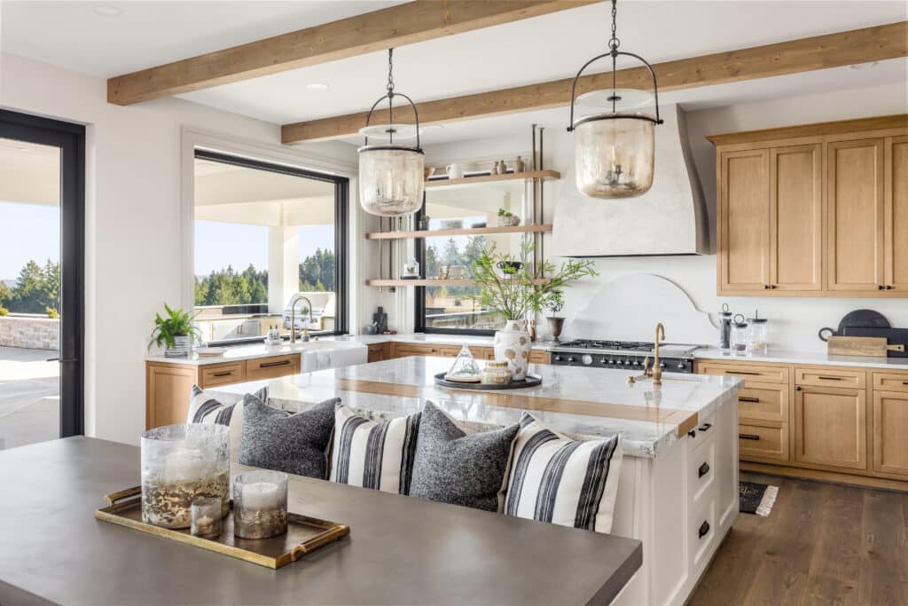 Traditional Kitchen In New Luxury Home With Hardwood Floors